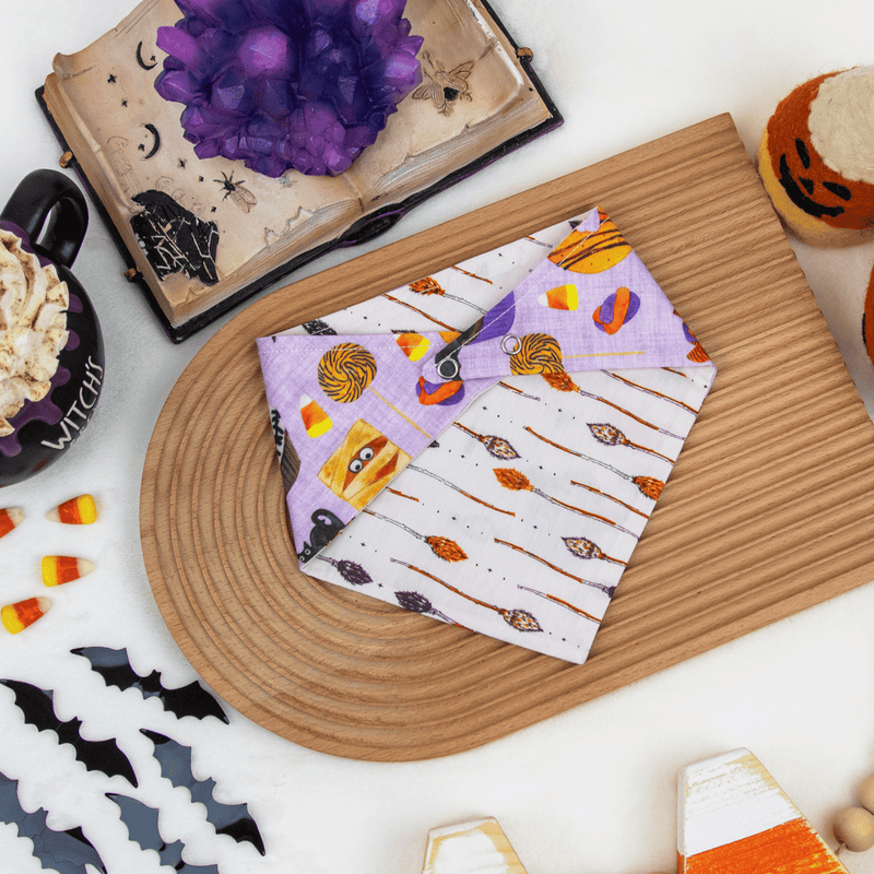 halloween dog bandana reversible featuring cute desserts