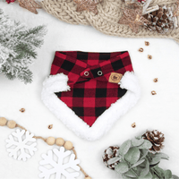 Red Buffalo Plaid Christmas Dog Bandana with Sherpa Trim | Pet Bandana