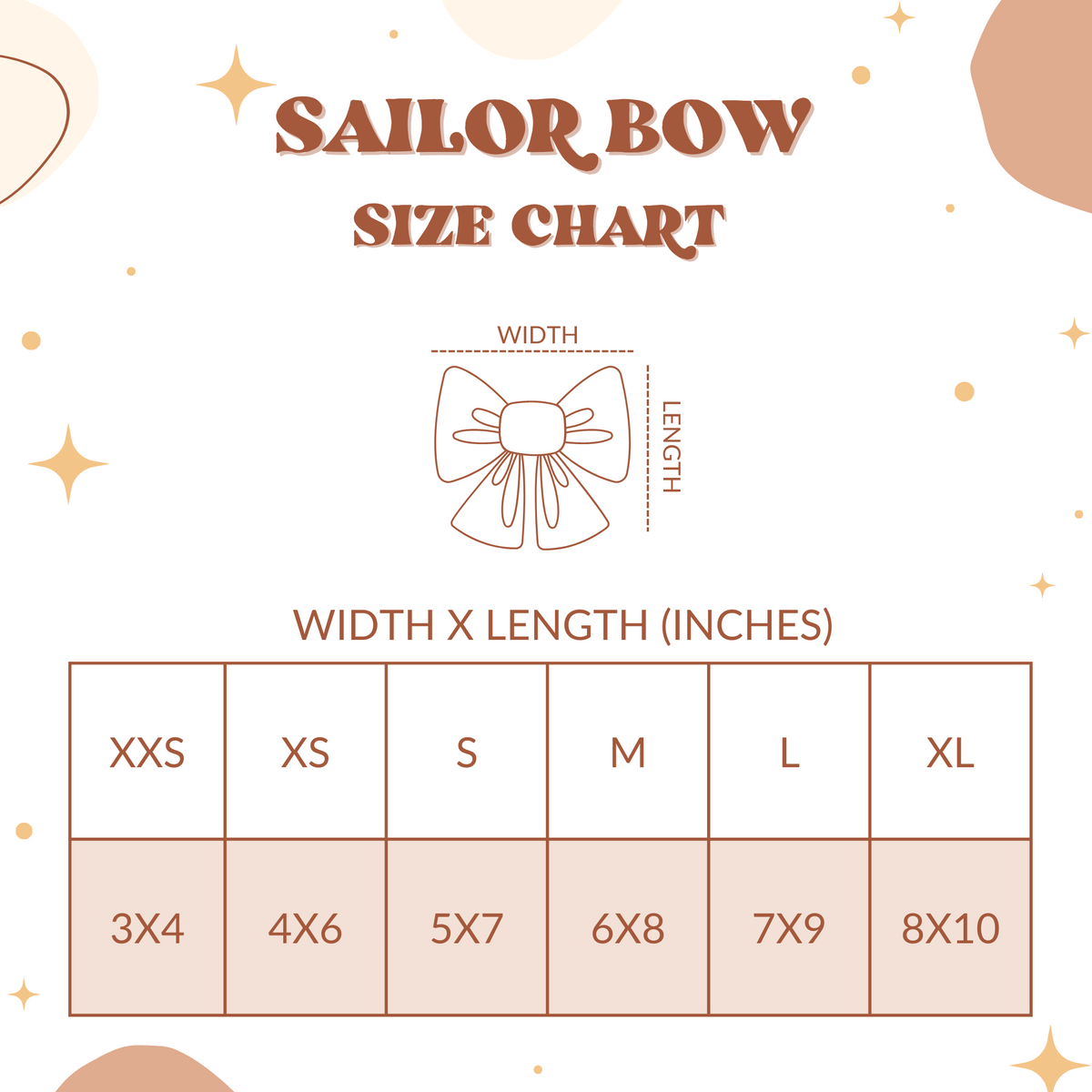 dog sailor bow size chart