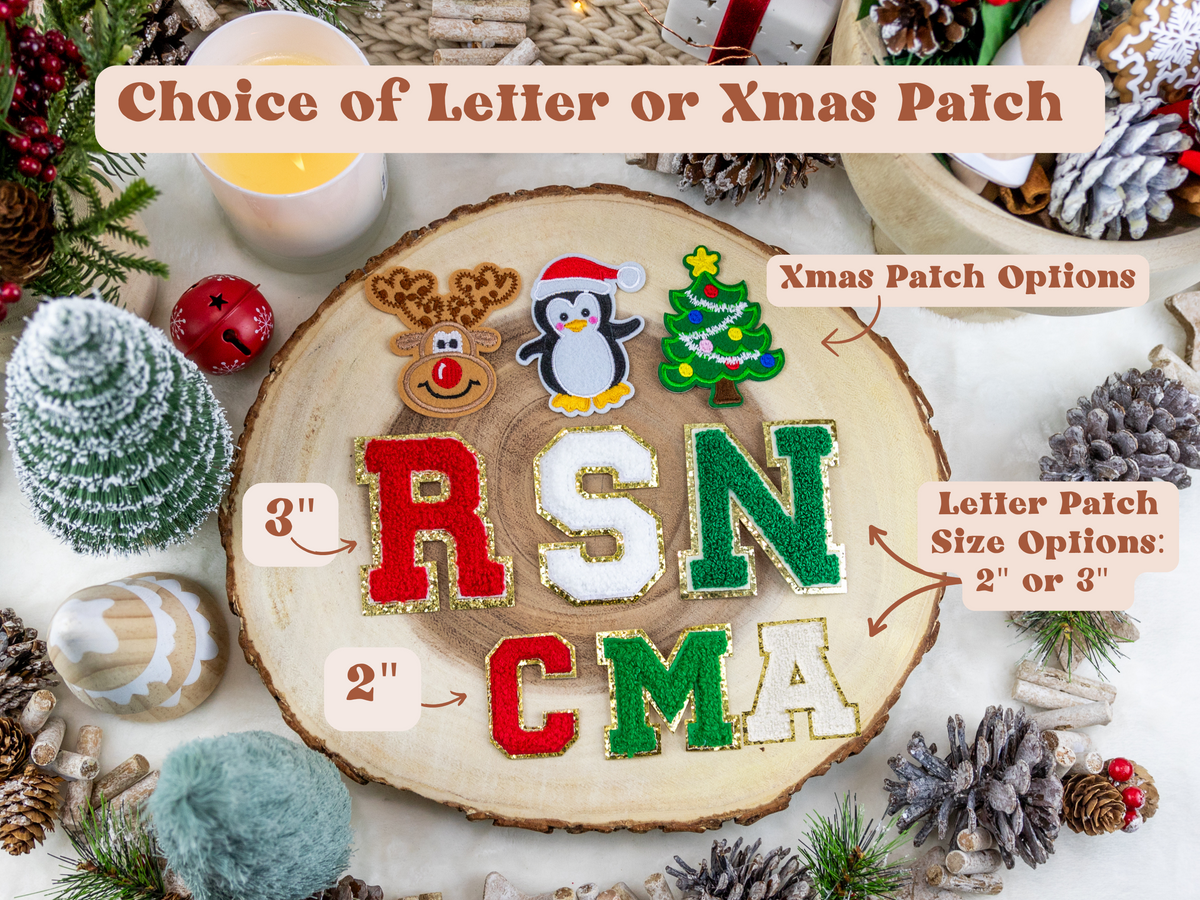 Chenille Letter Patch & Christmas Patch Dog Bandana Add Ons