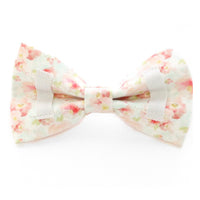 spring pet bow tie with light blue and light pink flowers 