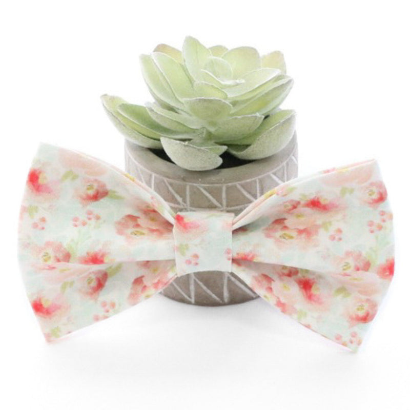 pastel floral spring dog bow tie