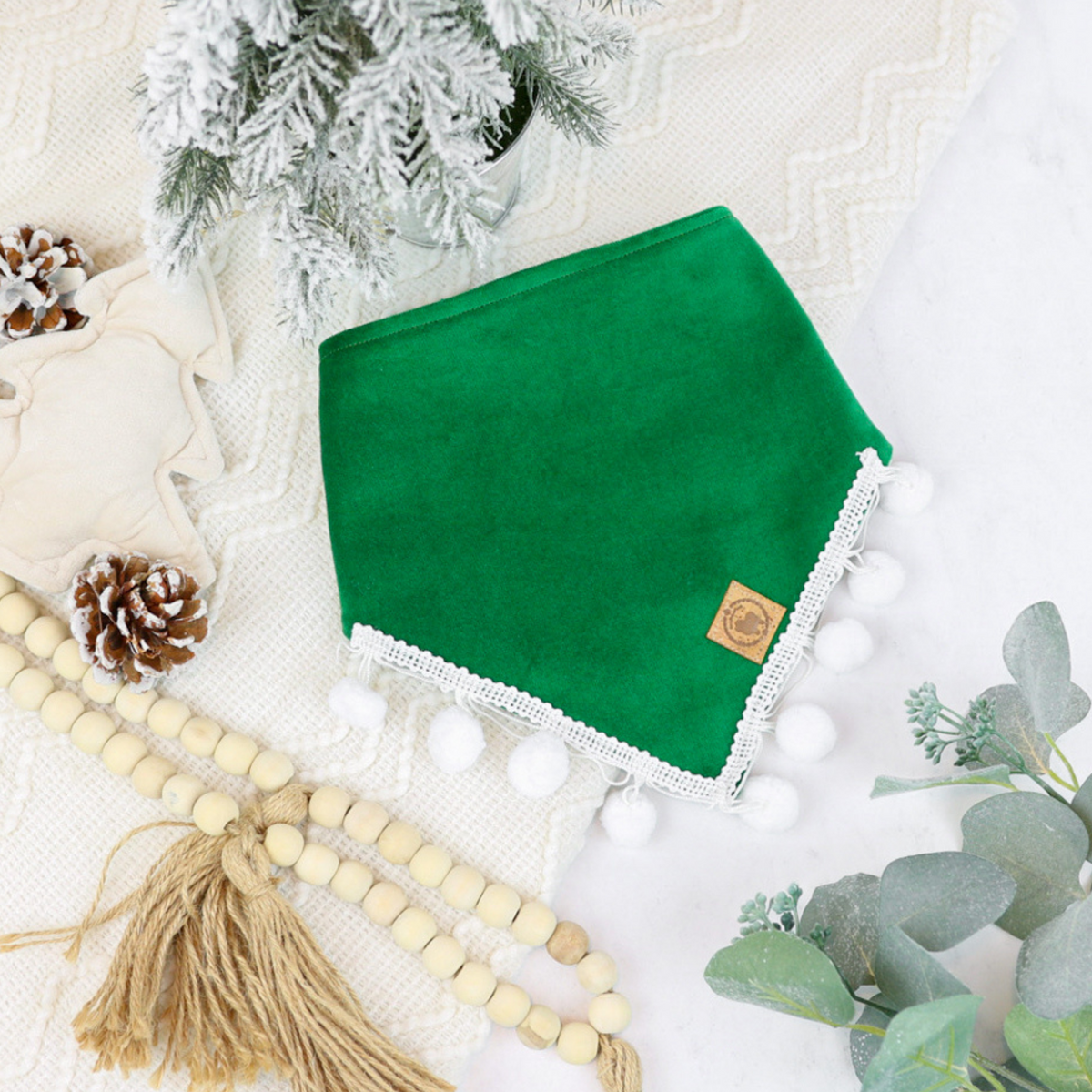 Green Velvet Christmas Dog Bandana