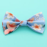 blue floral summer dog bow tie