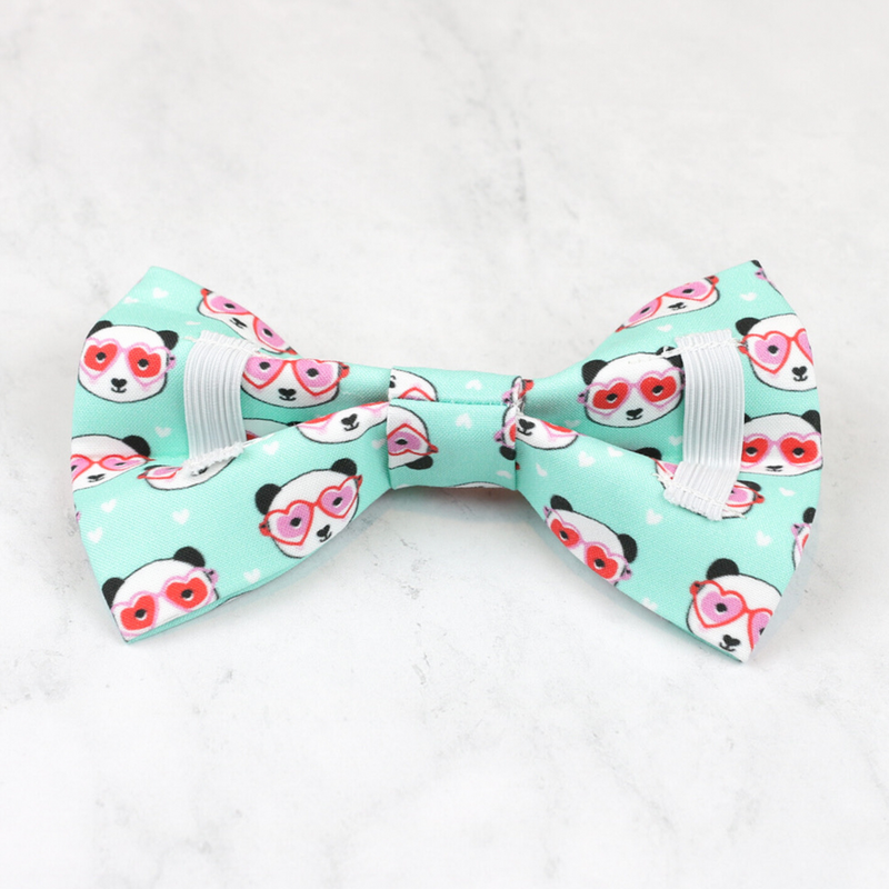 mint panda valentine dog bow tie for cat, pet, or puppy