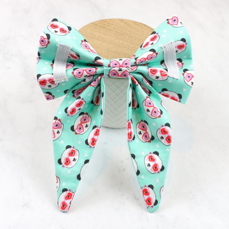 cute panda Valentine's Day dog sailor bow