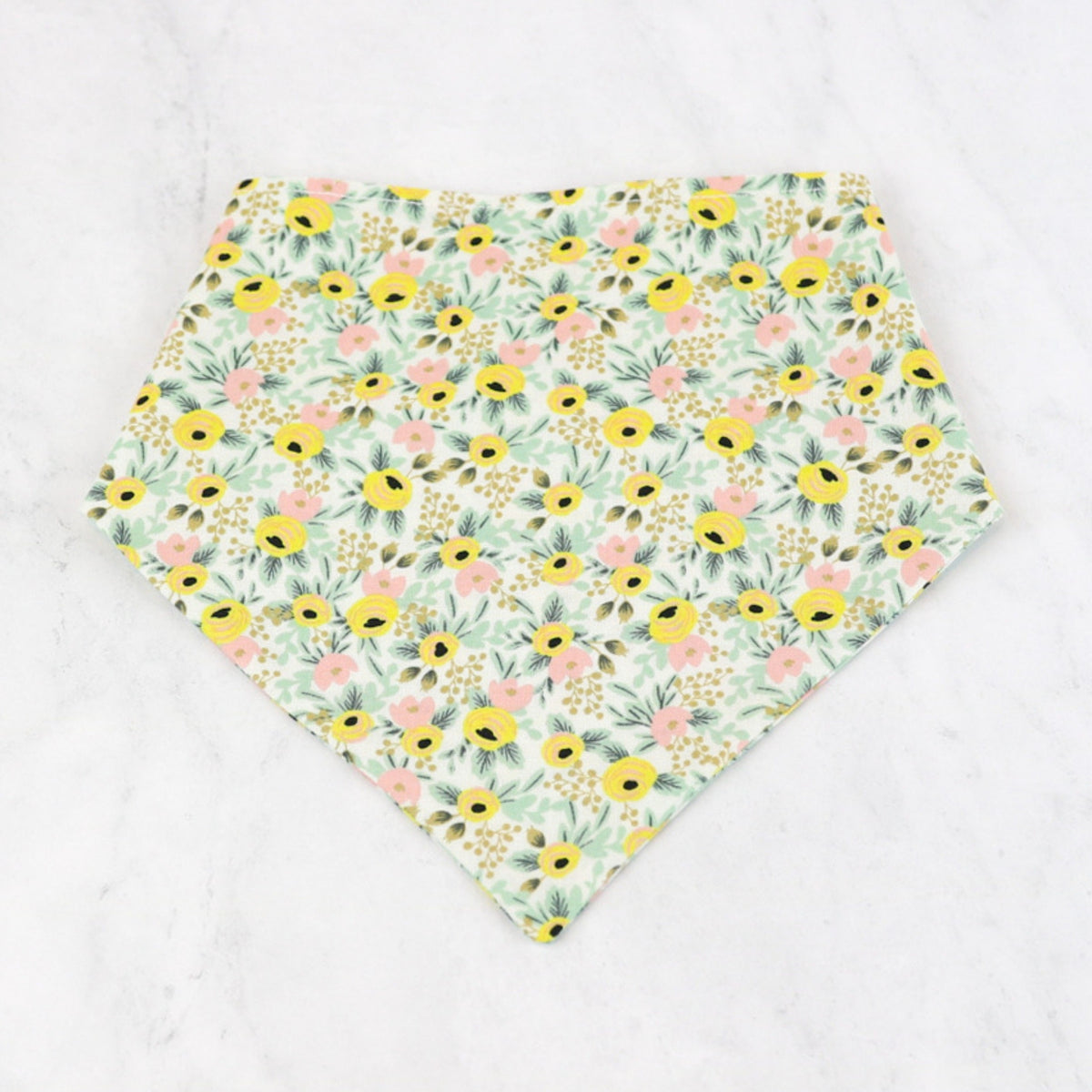 cream floral dog bandana with yellow flowers