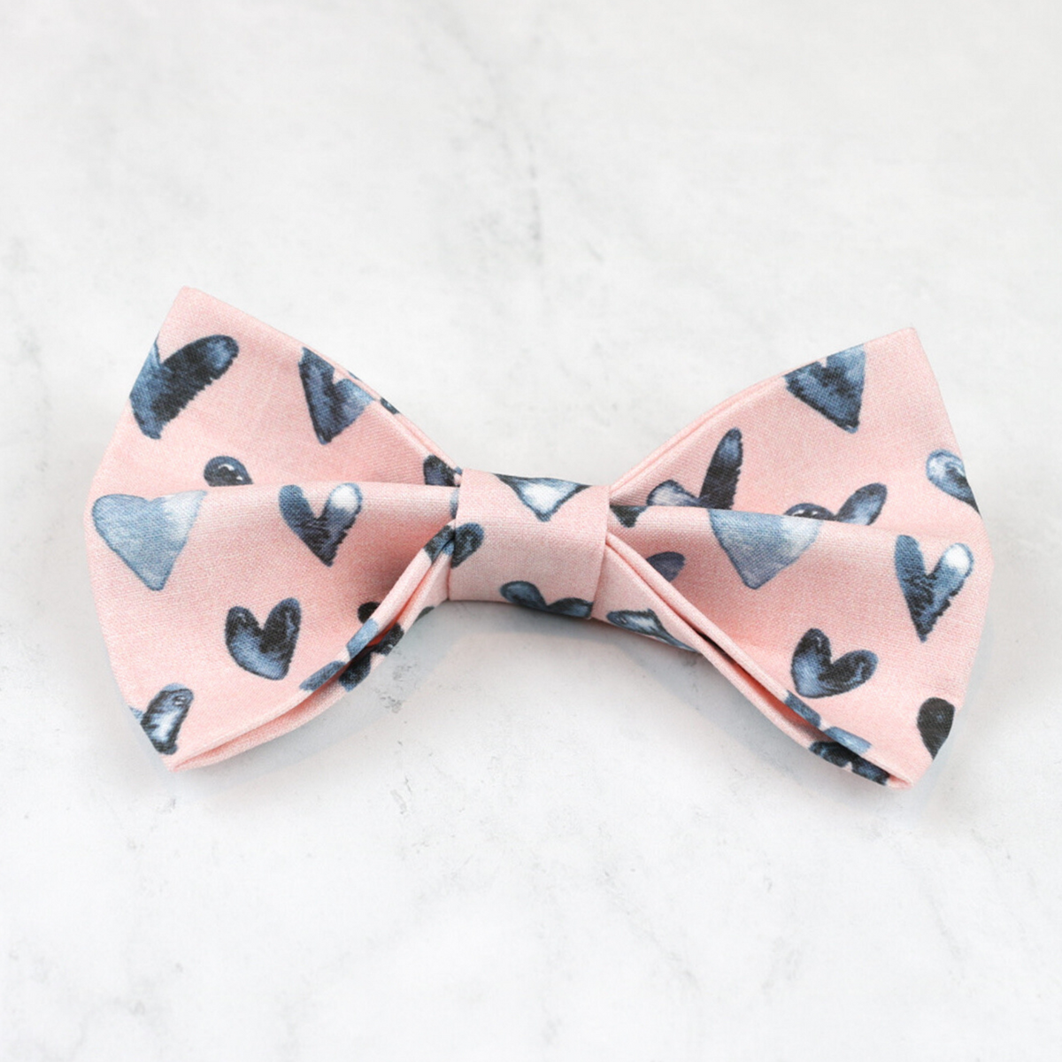 pink with navy hearts valentine dog bow tie