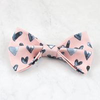 pink with navy hearts valentine dog bow tie