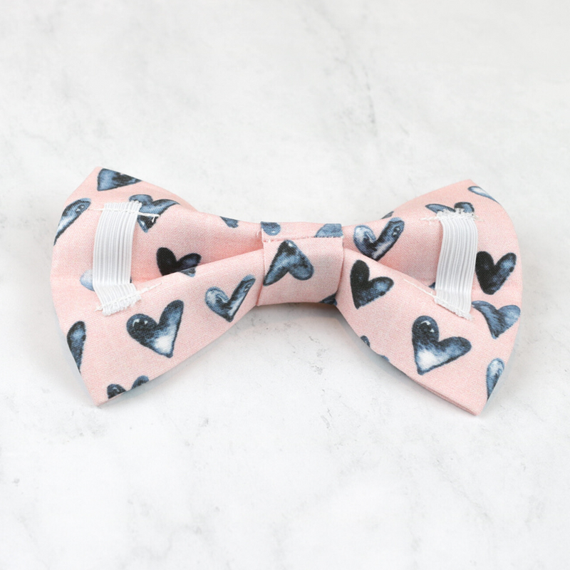 pink hearts dog Valentine's Day pet bow tie