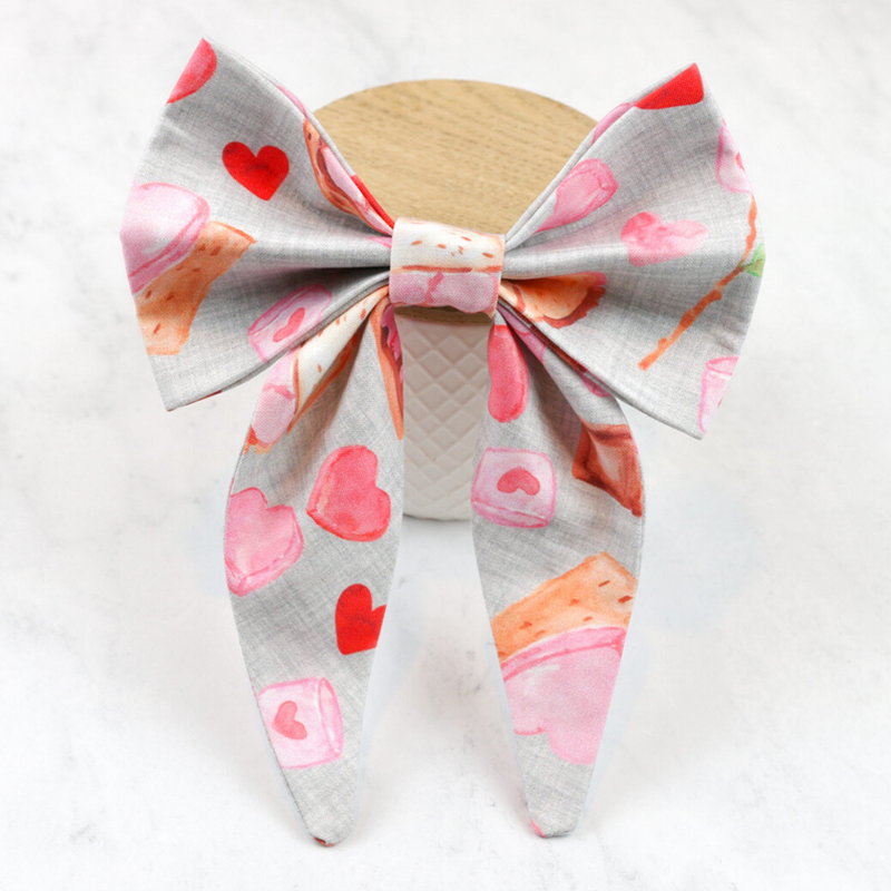 pink smores valentine dog sailor bow