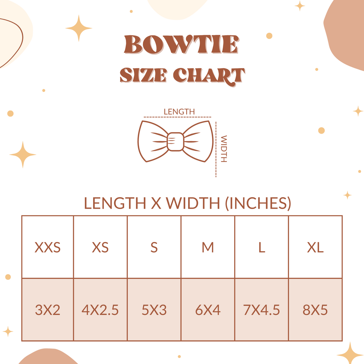 dog bowtie size chart