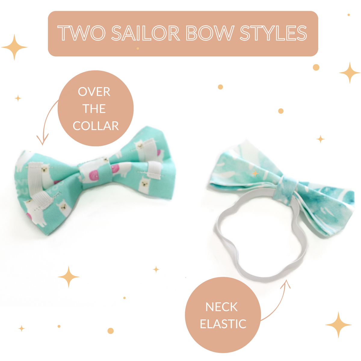 over the collar dog sailor bow or neck elastic dog sailor bow