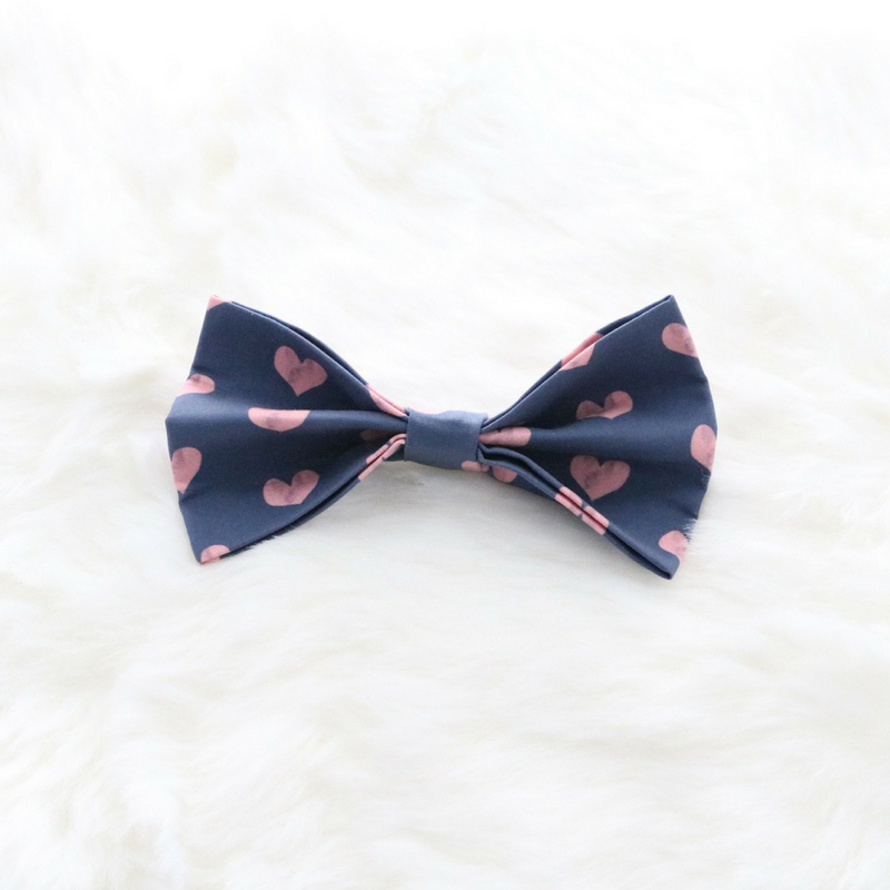 cute navy valentine dog bow tie 
