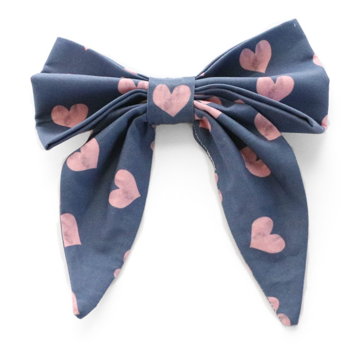 navy with pink hearts cute pet bow tie