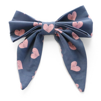 navy with pink hearts cute pet bow tie