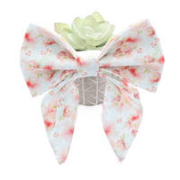 floral spring dog bow tie  with light pink and light blue flowers