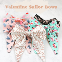 Navy Hearts Valentine Dog Sailor Bow