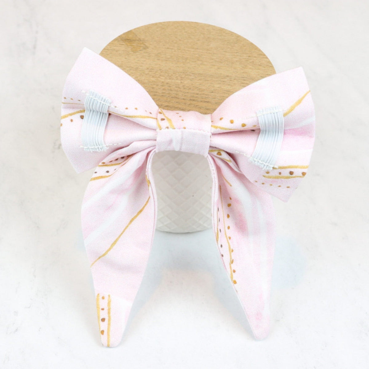 light pink dog sailor bow