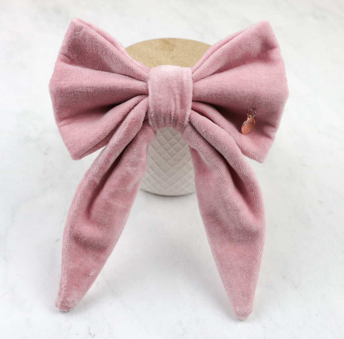 Blush Pink Velvet Dog Sailor Bow
